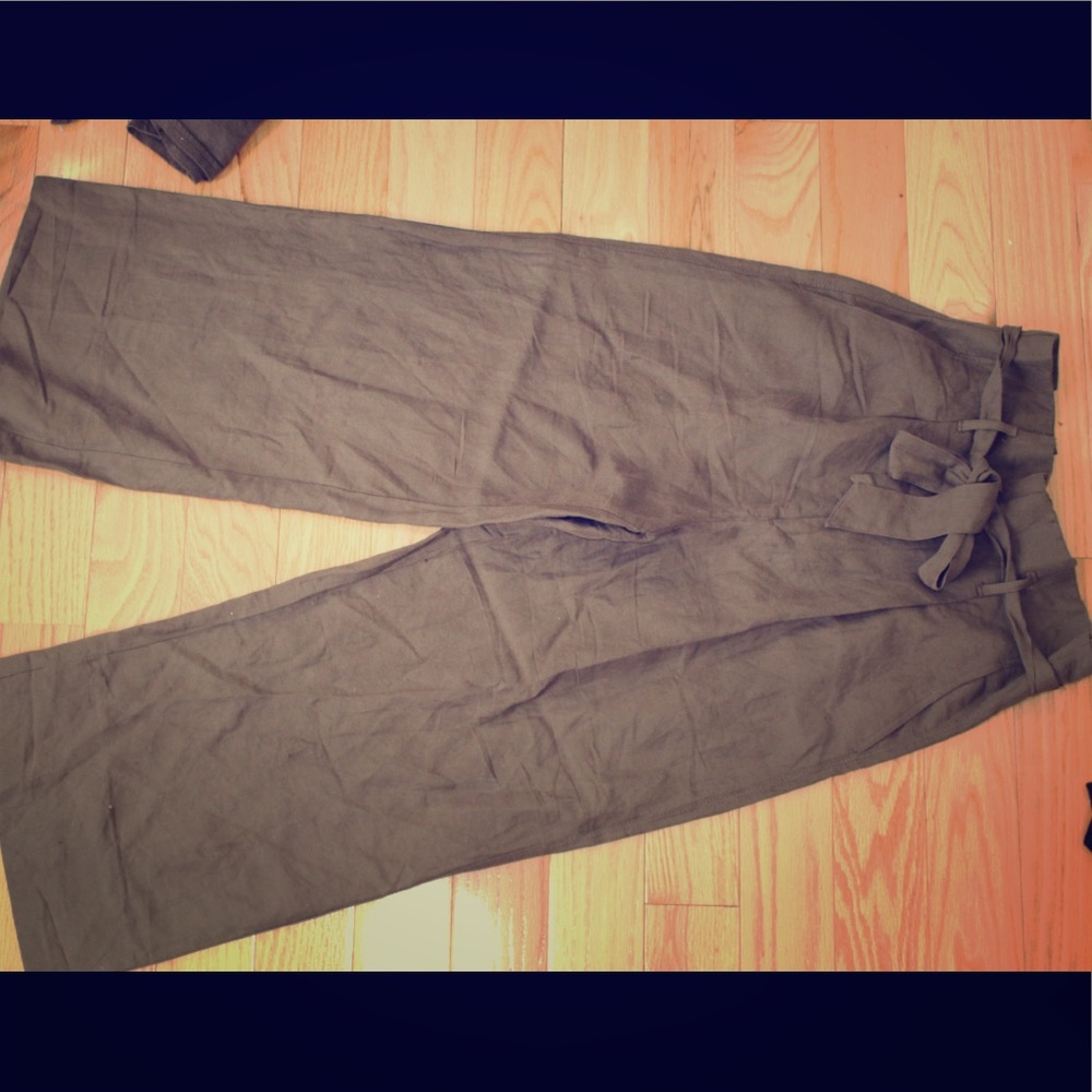 High waist paper bag pants